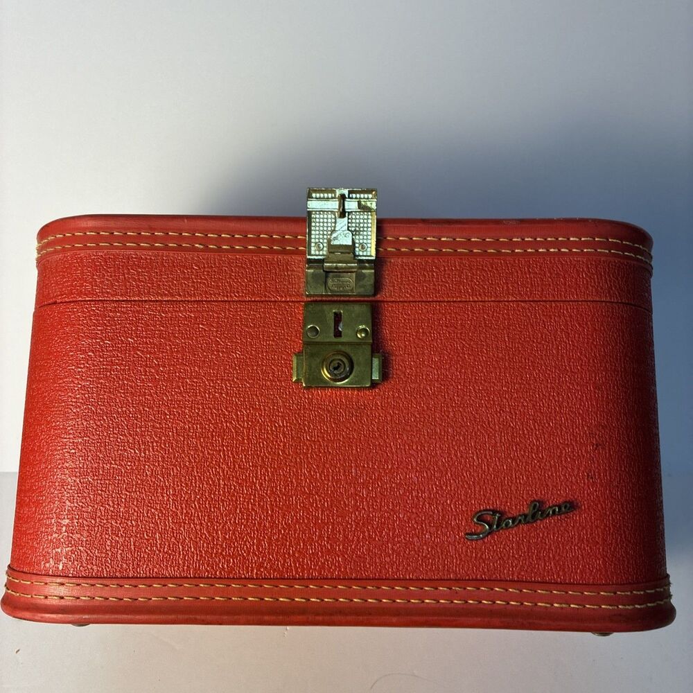 Vintage Lady Baltimore Vanity Case RED Travel Case Luggage No Key, Unlocked!